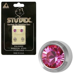 STUDEX Birthstone studs - reg bezel s/s - october / rose